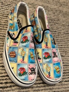 Vans Slip-On Lotería Panel Print Slip on Shoes  Size 9